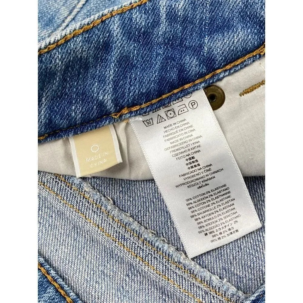 Michael Kors Low Rise Distressed Jean Shorts Womens 0 Light Wash Summer BI0423